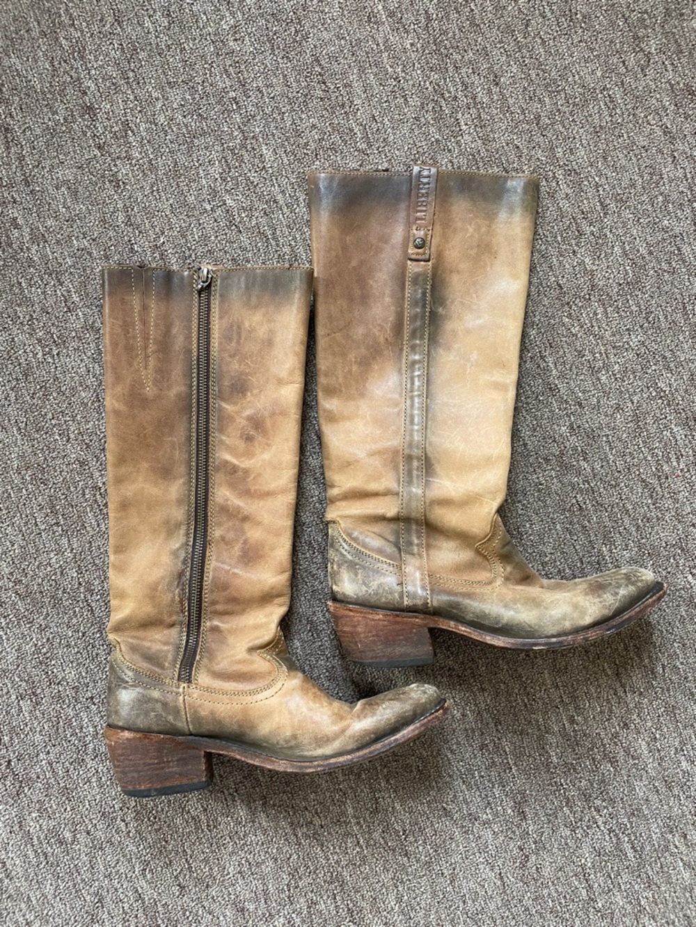 Liberty Tambor Tan Distressed Leather Knee Boots